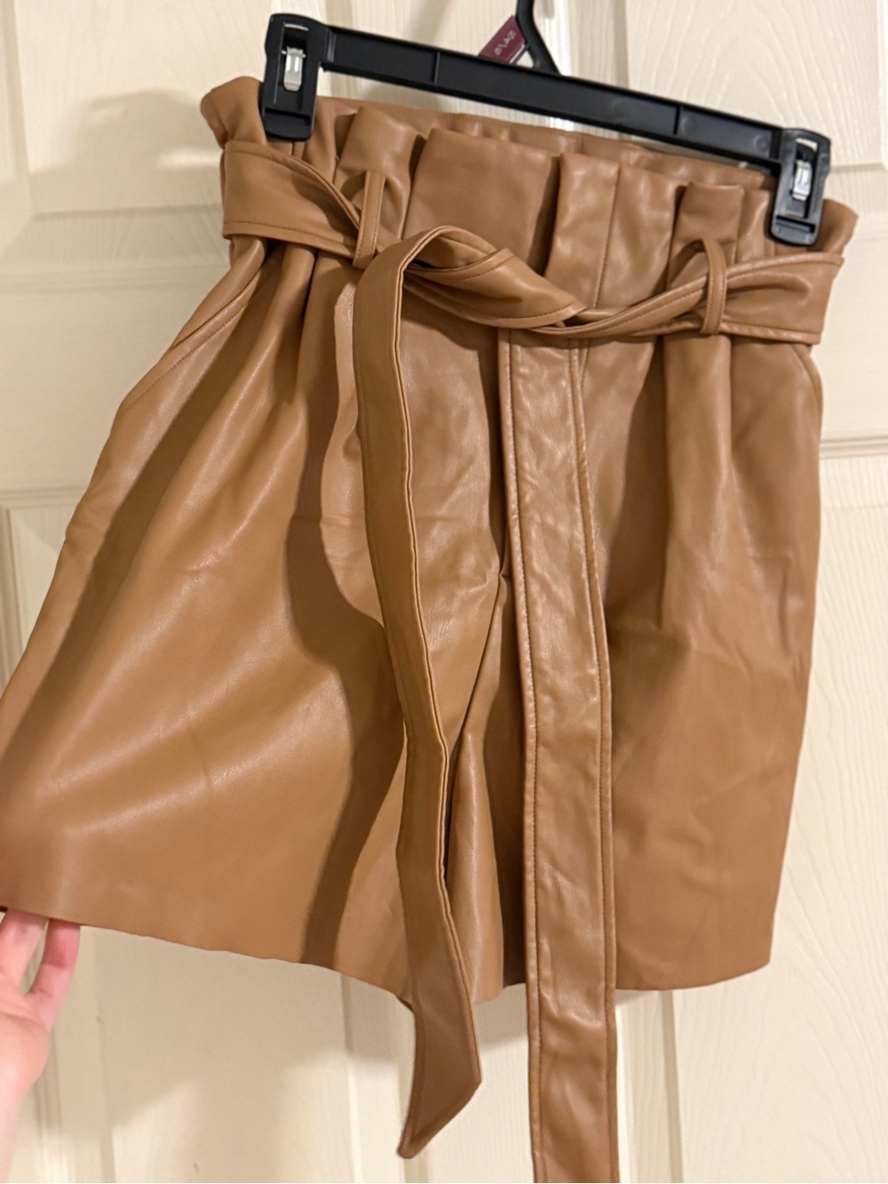 Zara Camel Faux Leather High-Waist Skirt - Picture 5 of 8
